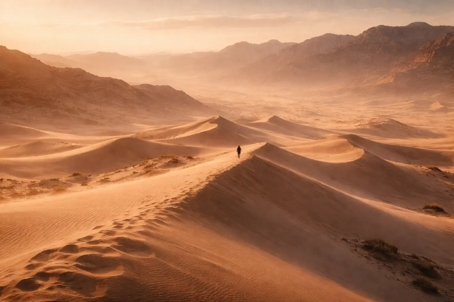 Paisagem de dunas douradas ao entardecer
